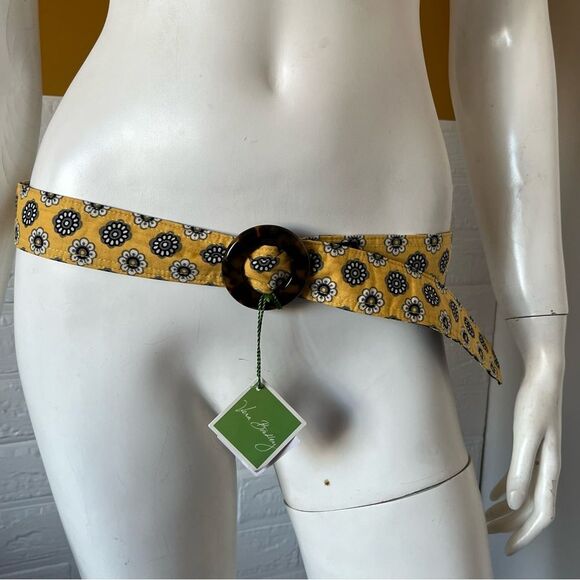 Vera Bradley Reversible Belt Bird print Yellow Black NWT one size - Picture 2 of 5